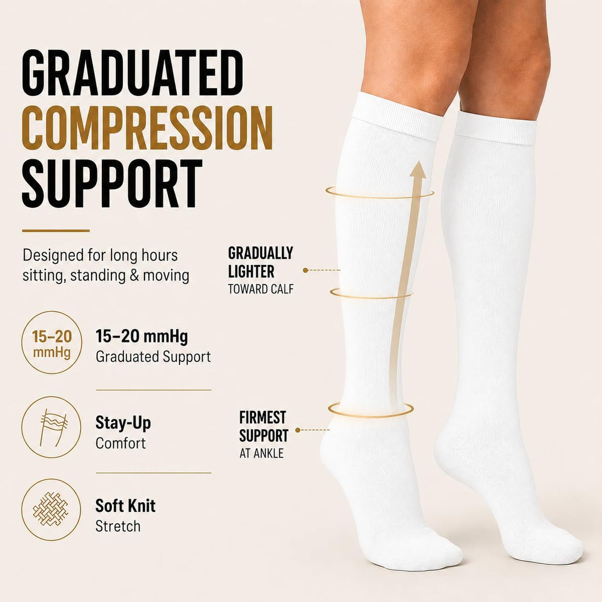 Compression Socks for Women and Men 4 Pairs, Mild Support
