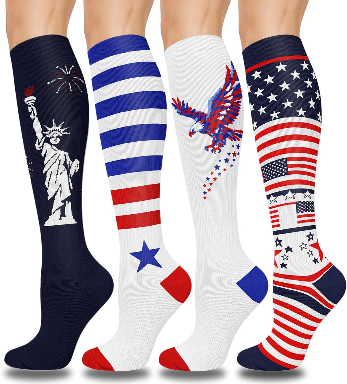 Compression Socks for Women and Men 4 Pairs, Mild Support