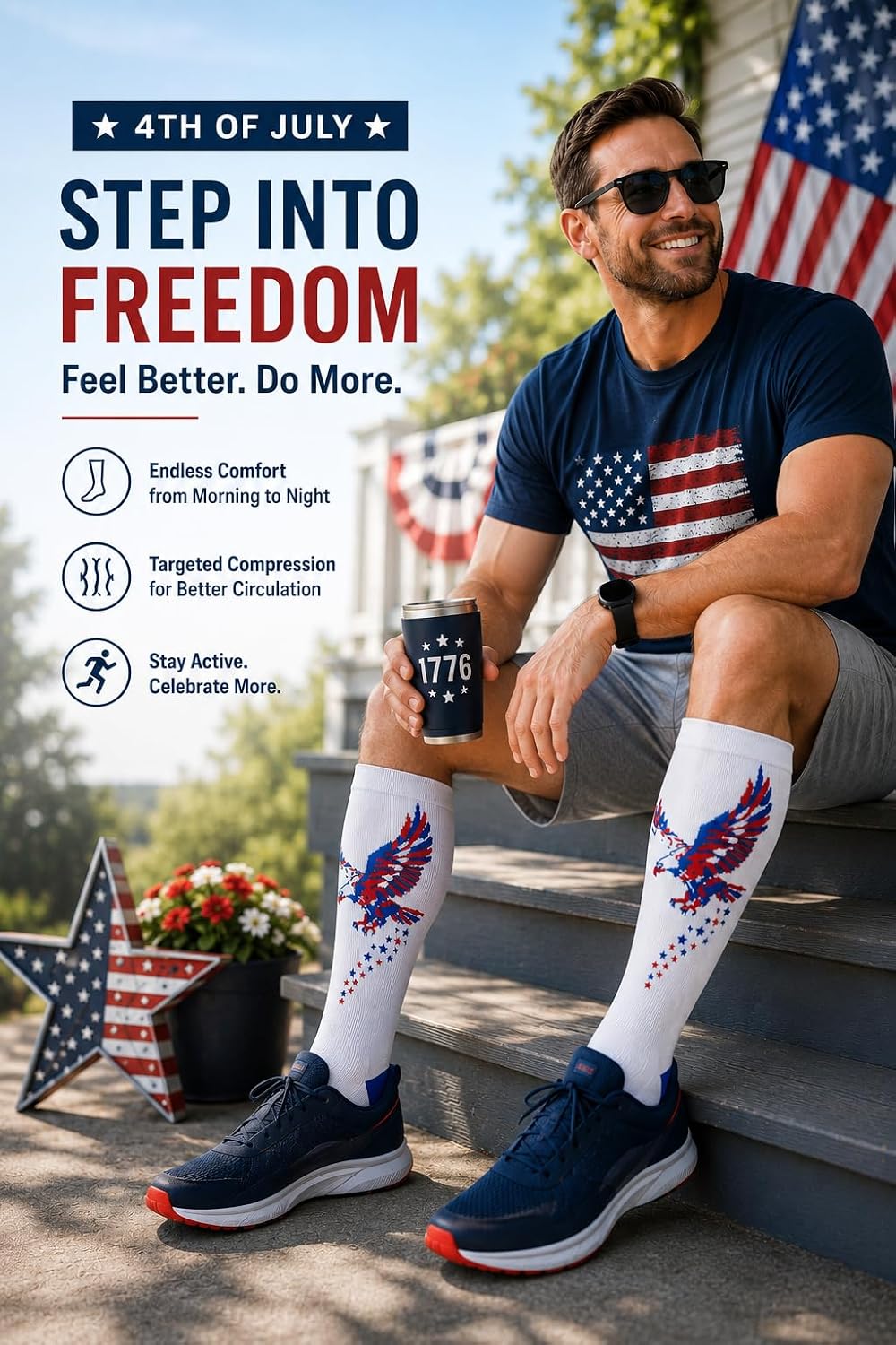 Compression Socks for Women and Men 4 Pairs, Mild Support