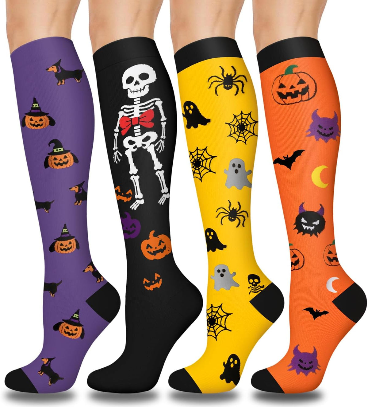 Compression Socks for Women and Men 4 Pairs, Mild Support