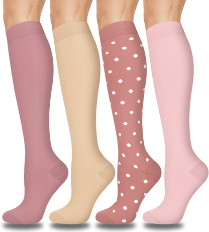 Compression Socks for Women and Men 4 Pairs, Mild Support
