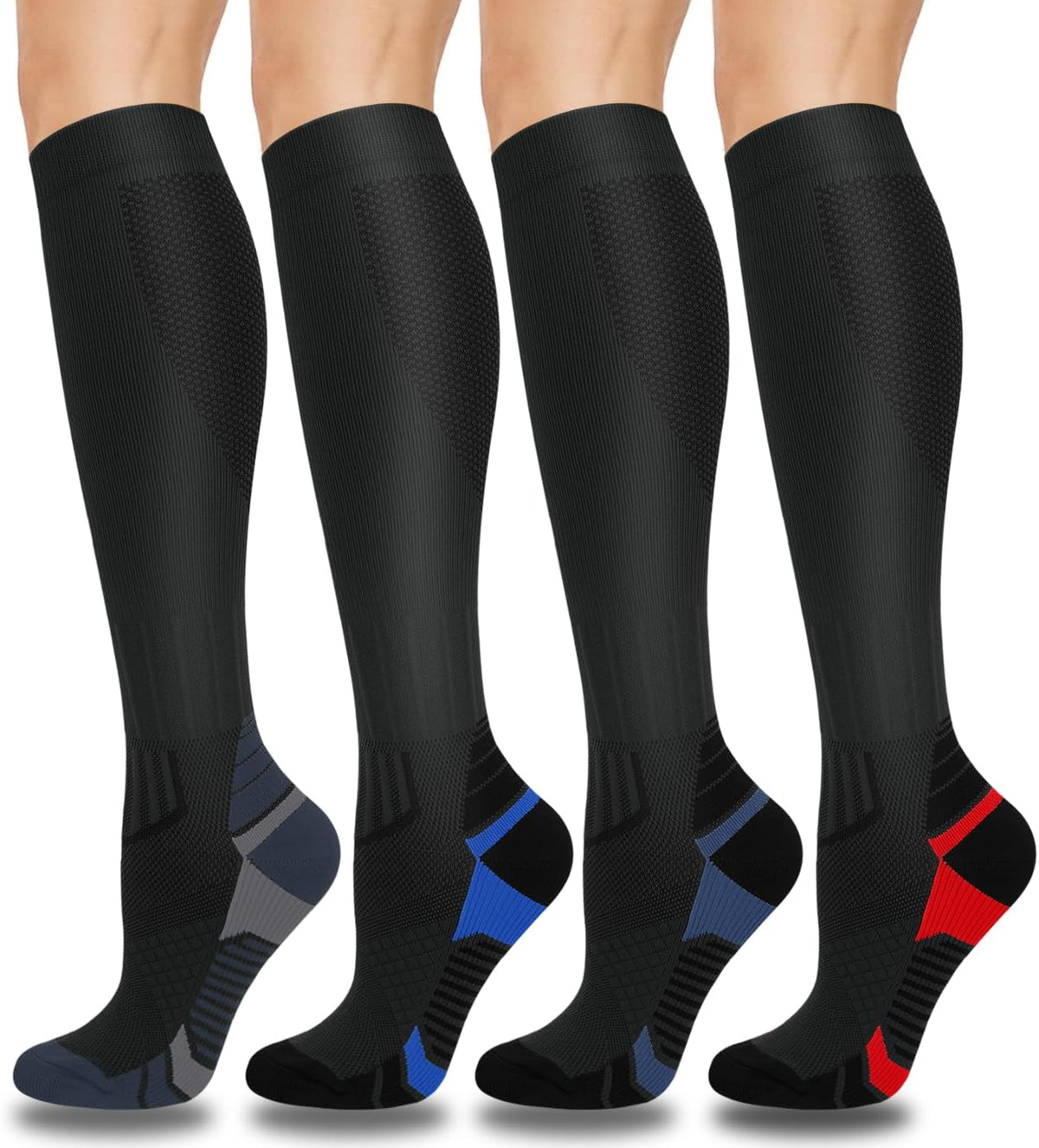 Compression Socks for Women and Men 4 Pairs, Mild Support