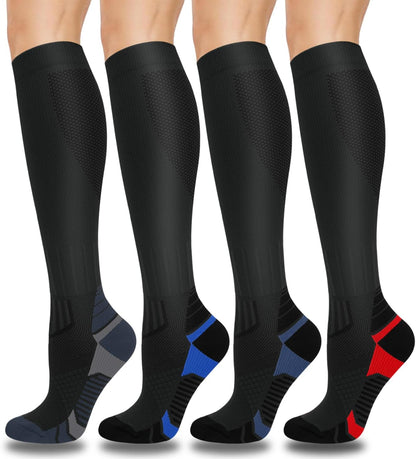 Compression Socks for Women and Men 4 Pairs, Mild Support