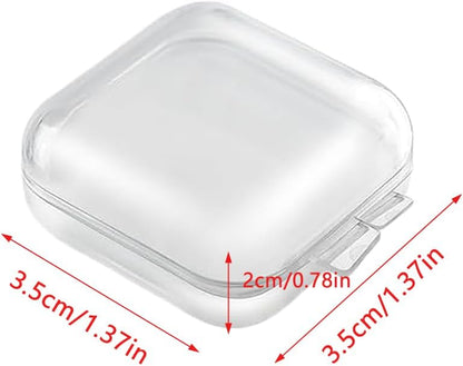 50 Pack Ear Plugs Carrying Case Jewelry Beads Stud Earrings Storage Box Mini Clear Organizer Container Holder for Swimming Silicone Earplug Sleeping Foam Earplugs Rings Necklace Pill