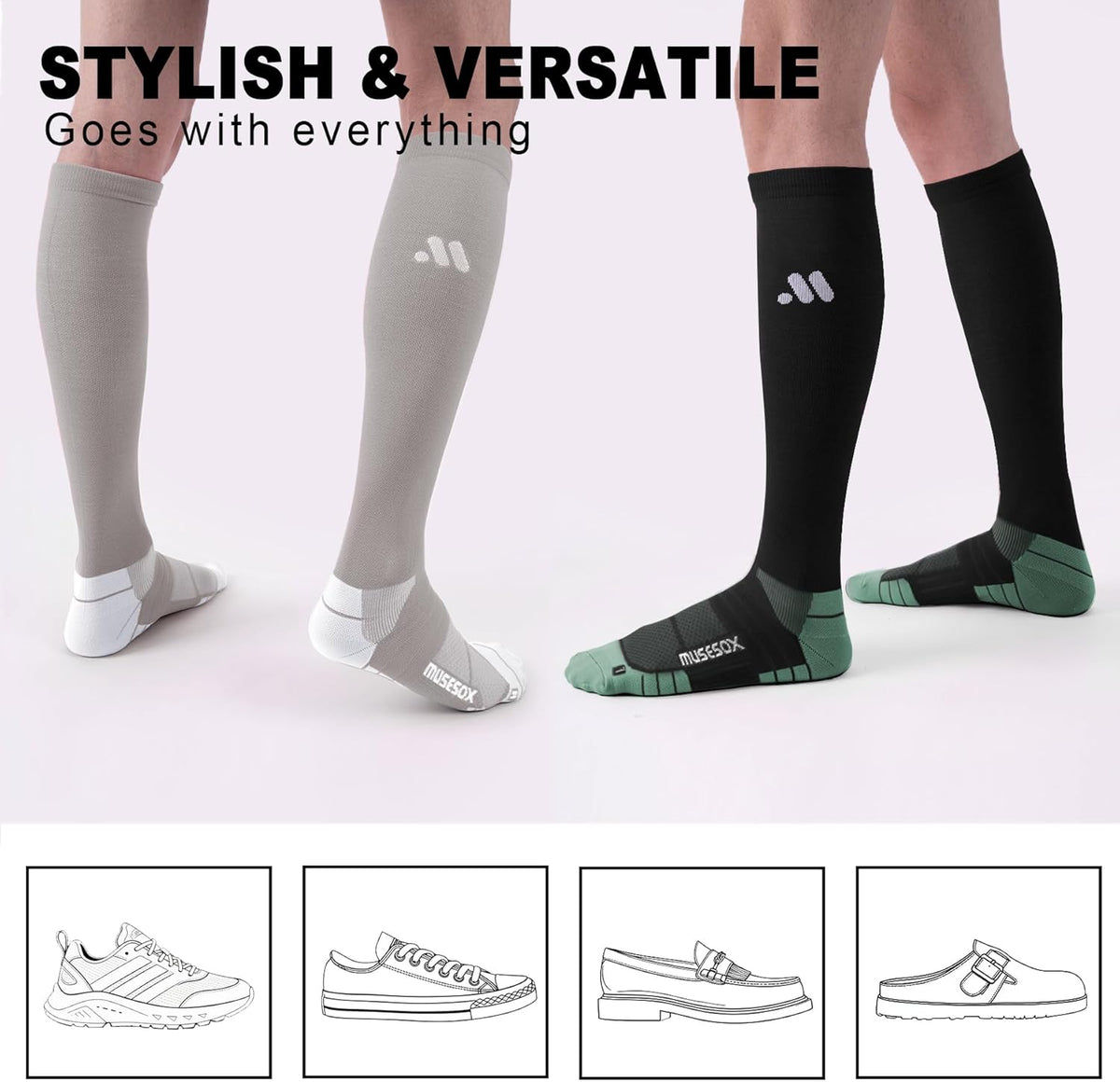 Compression Socks for Women and Men,15-20 mmHg Support(3 Pairs)