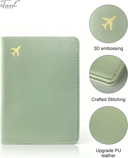 Passport Holder for Travel Essentials,RFID Blocking Passport Cover Case for Travel Accessories,Travel Wallet for Women Men (Sage Green)