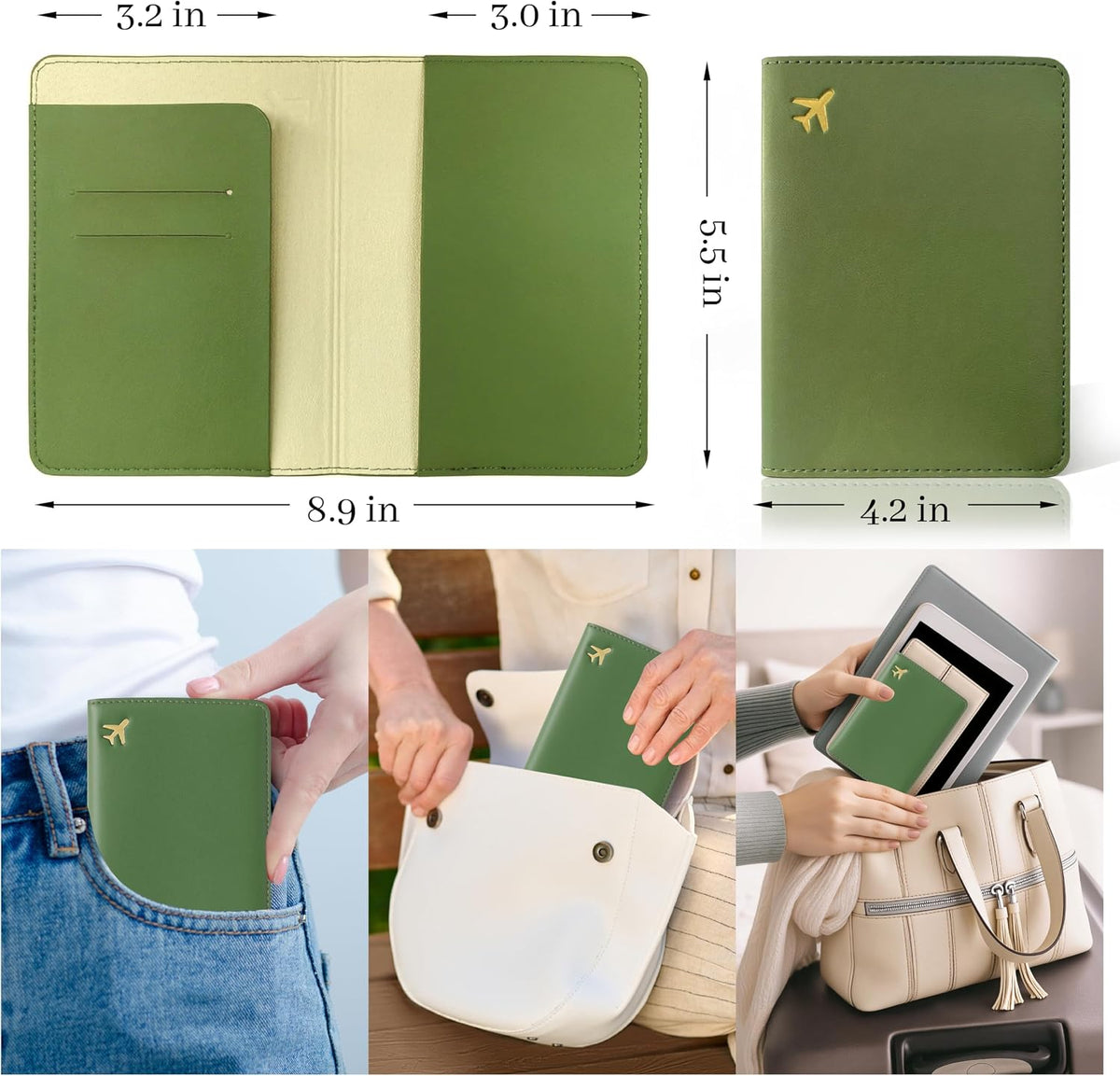 Passport Holder for Travel Essentials,RFID Blocking Passport Cover Case for Travel Accessories,Travel Wallet for Women Men (Sage Green)