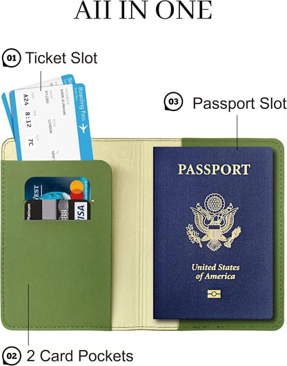 Passport Holder for Travel Essentials,RFID Blocking Passport Cover Case for Travel Accessories,Travel Wallet for Women Men (Sage Green)