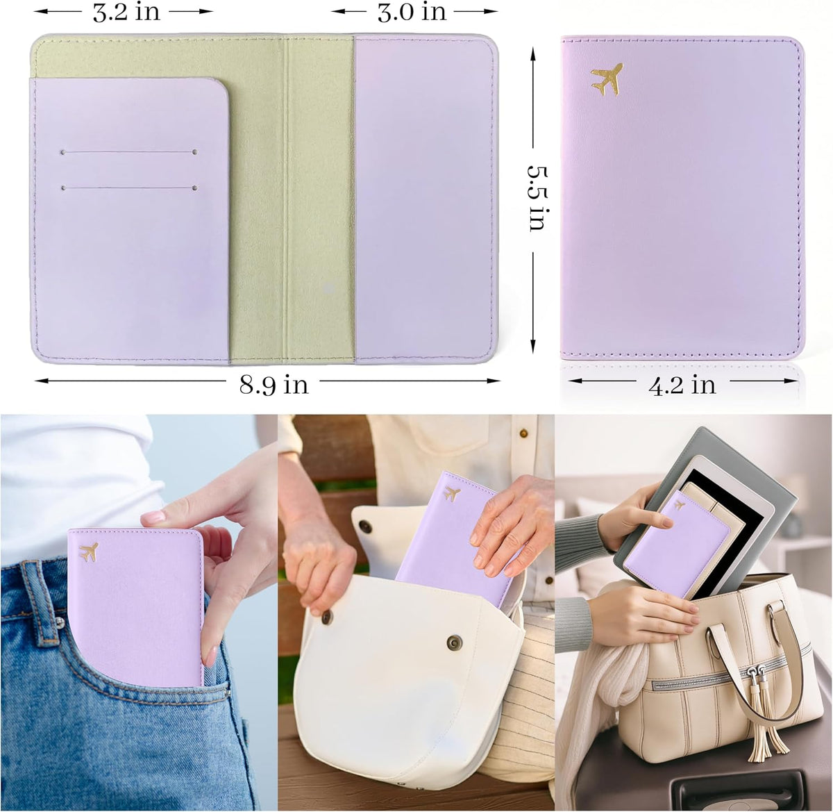 Passport Holder for Travel Essentials,RFID Blocking Passport Cover Case for Travel Accessories,Travel Wallet for Women Men (Sage Green)