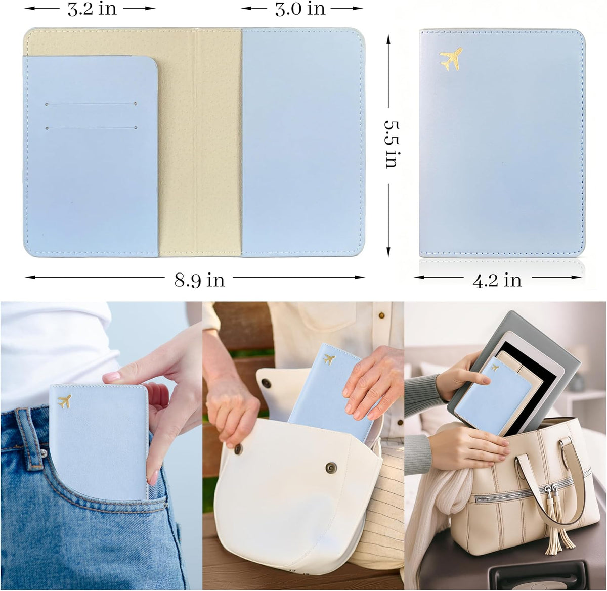 Passport Holder for Travel Essentials,RFID Blocking Passport Cover Case for Travel Accessories,Travel Wallet for Women Men (Sage Green)