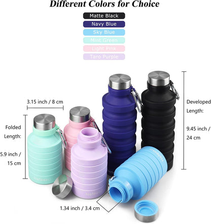 Collapsible Water Bottle, Reuseable BPA Free Silicone Water Bottles
