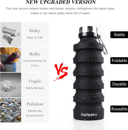 Collapsible Water Bottle, Reuseable BPA Free Silicone Water Bottles