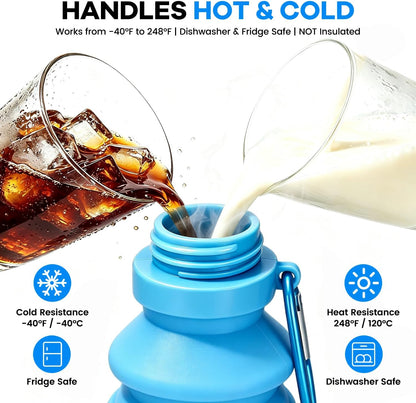 Collapsible Water Bottle, Reuseable BPA Free Silicone Water Bottles