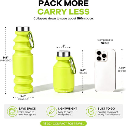 Collapsible Water Bottle, Reuseable BPA Free Silicone Water Bottles