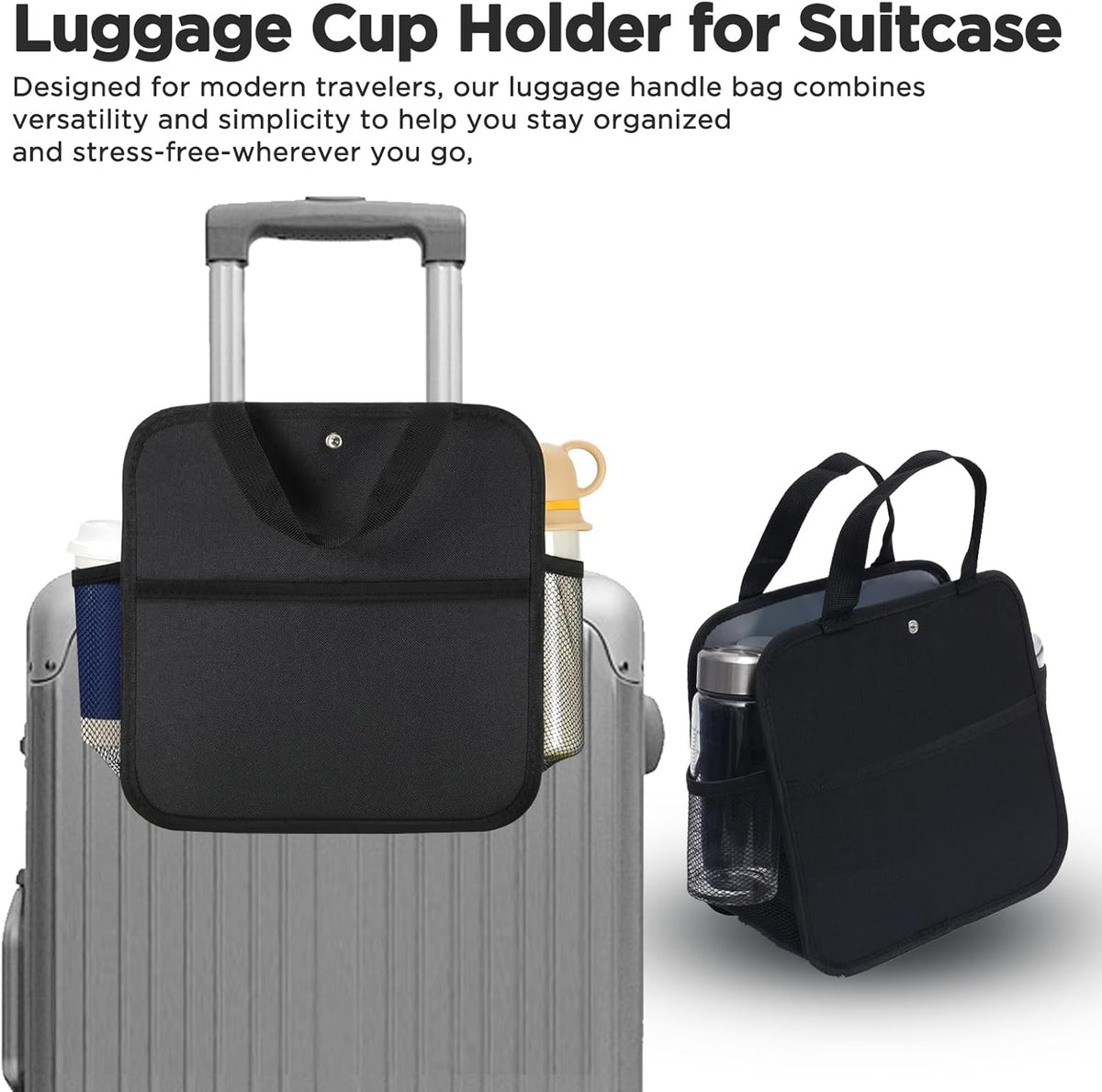 Large Luggage Travel Cup Holder for Suitcase Travel Drink Carrier Caddy