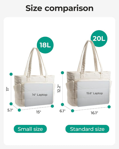 Puffy Tote Bag for Women, Lightweight Work Tote Handbag