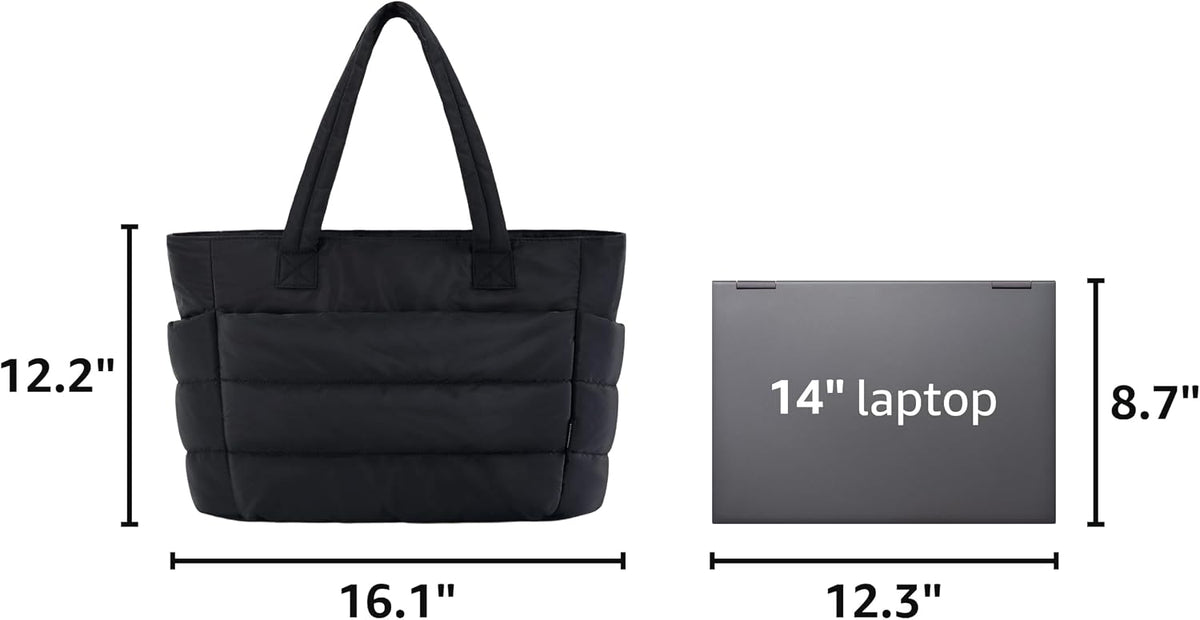 Puffy Tote Bag for Women, Lightweight Work Tote Handbag