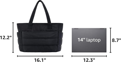 Puffy Tote Bag for Women, Lightweight Work Tote Handbag