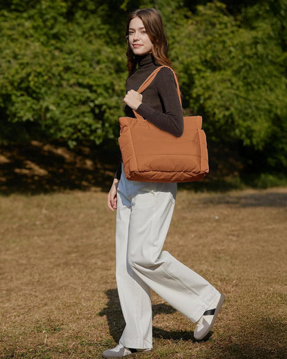 Puffy Tote Bag for Women, Lightweight Work Tote Handbag