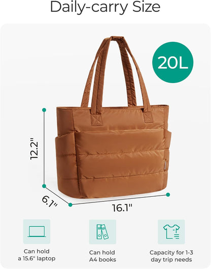 Puffy Tote Bag for Women, Lightweight Work Tote Handbag