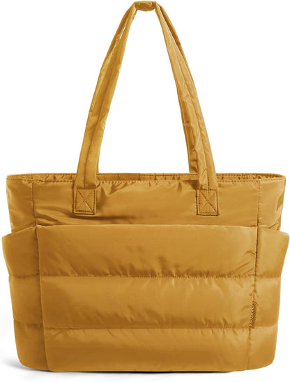 Puffy Tote Bag for Women, Lightweight Work Tote Handbag