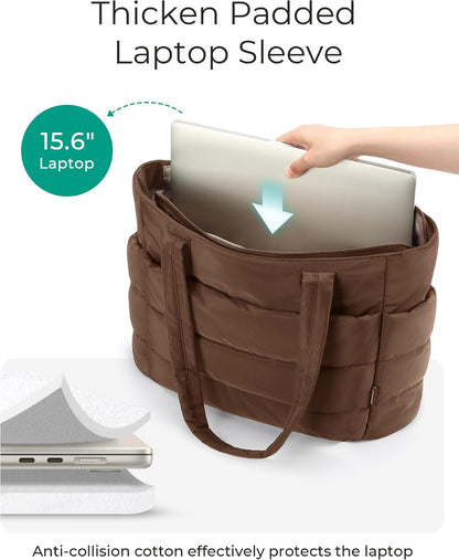 Puffy Tote Bag for Women, Lightweight Work Tote Handbag