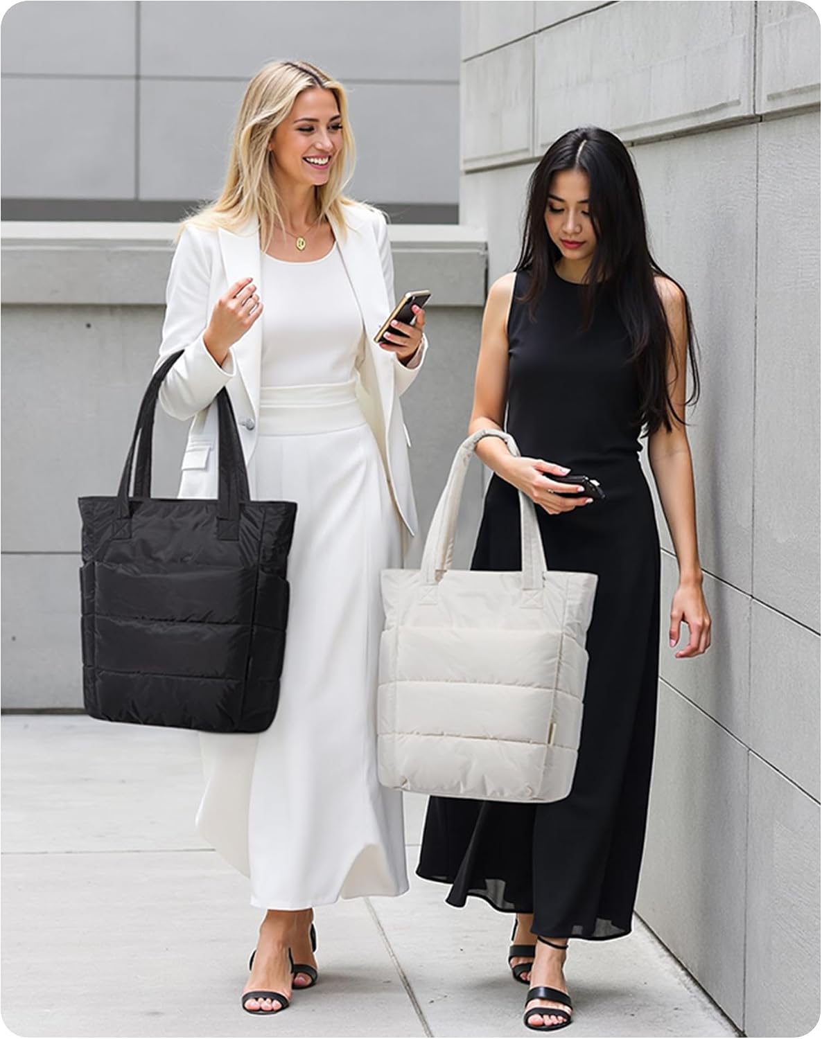 Puffy Tote Bag for Women, Lightweight Work Tote Handbag