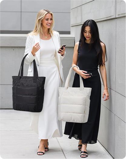 Puffy Tote Bag for Women, Lightweight Work Tote Handbag