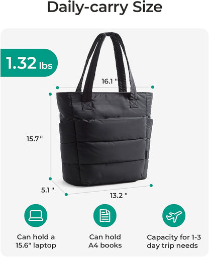 Puffy Tote Bag for Women, Lightweight Work Tote Handbag