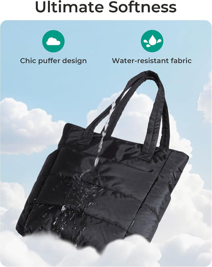 Puffy Tote Bag for Women, Lightweight Work Tote Handbag