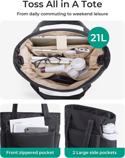 Puffy Tote Bag for Women, Lightweight Work Tote Handbag