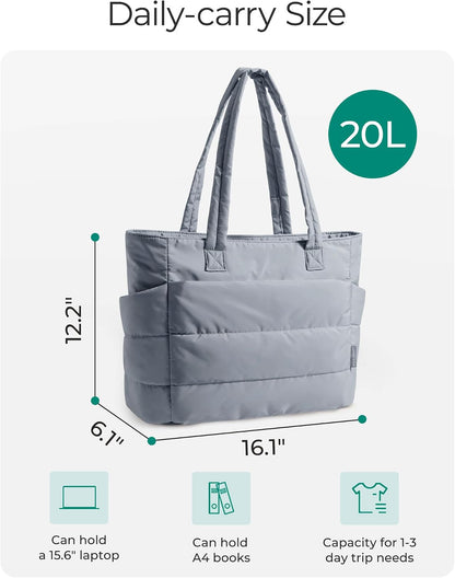 Puffy Tote Bag for Women, Lightweight Work Tote Handbag