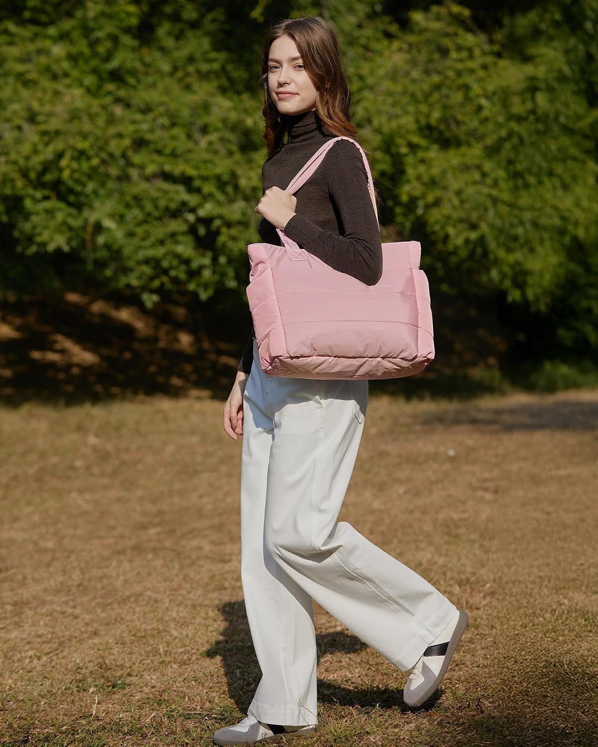 Puffy Tote Bag for Women, Lightweight Work Tote Handbag