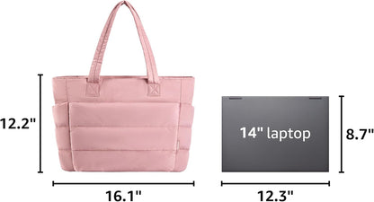 Puffy Tote Bag for Women, Lightweight Work Tote Handbag
