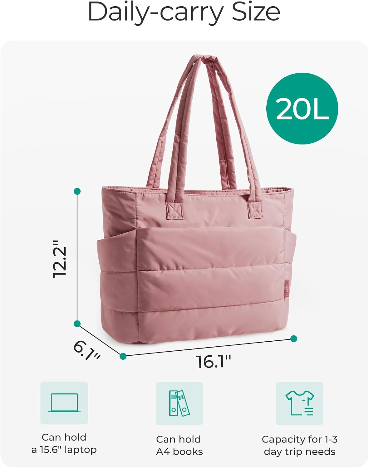 Puffy Tote Bag for Women, Lightweight Work Tote Handbag