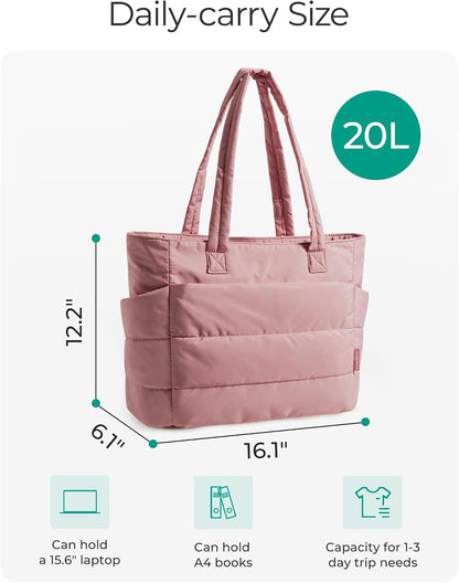 Puffy Tote Bag for Women, Lightweight Work Tote Handbag