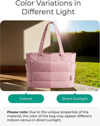 Puffy Tote Bag for Women, Lightweight Work Tote Handbag