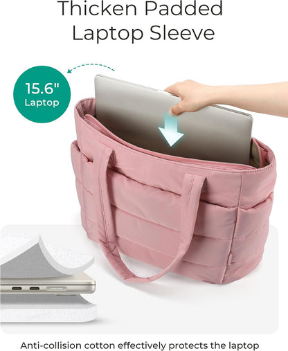 Puffy Tote Bag for Women, Lightweight Work Tote Handbag