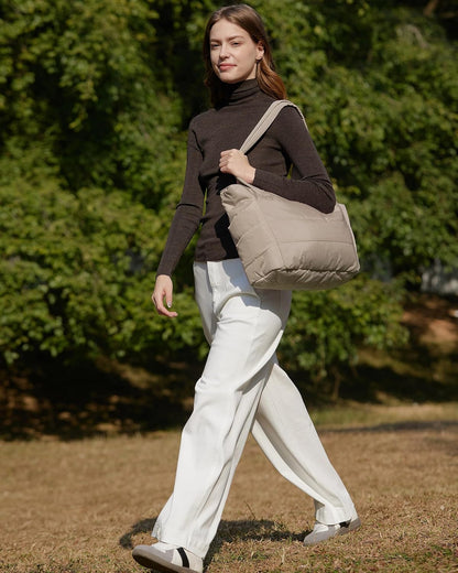 Puffy Tote Bag for Women, Lightweight Work Tote Handbag
