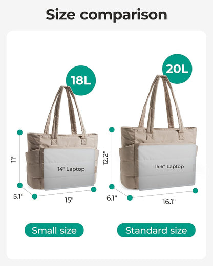 Puffy Tote Bag for Women, Lightweight Work Tote Handbag