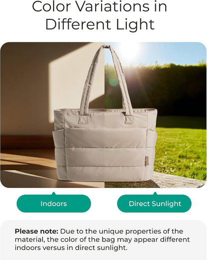 Puffy Tote Bag for Women, Lightweight Work Tote Handbag