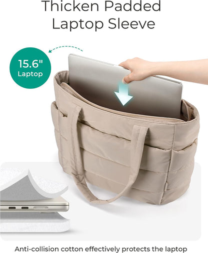 Puffy Tote Bag for Women, Lightweight Work Tote Handbag