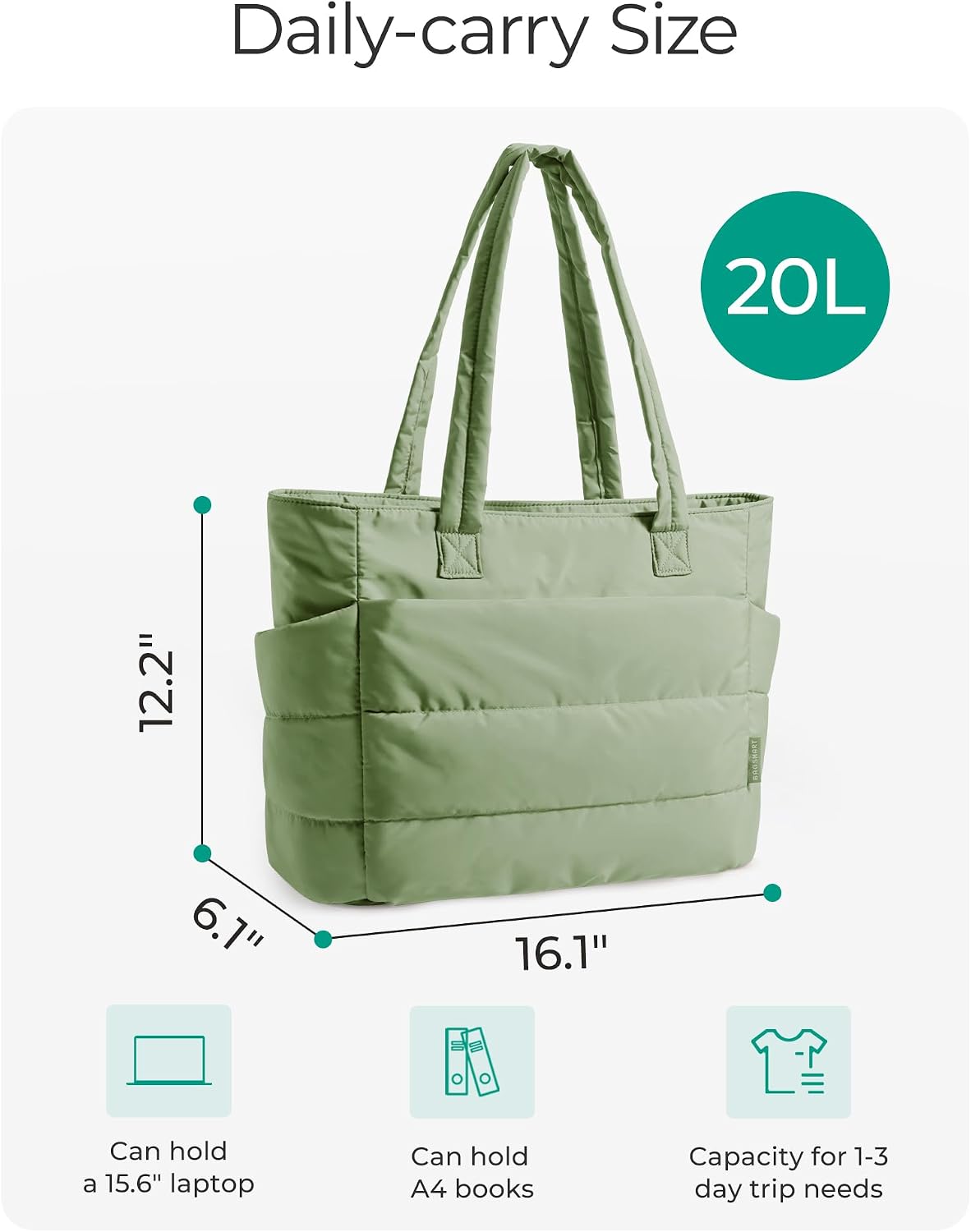 Puffy Tote Bag for Women, Lightweight Work Tote Handbag