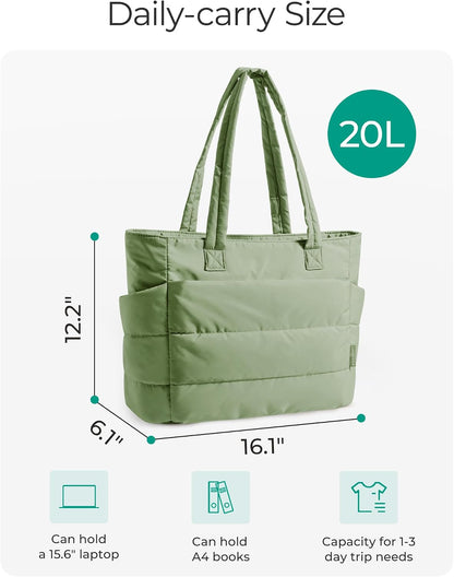 Puffy Tote Bag for Women, Lightweight Work Tote Handbag