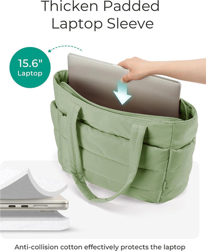 Puffy Tote Bag for Women, Lightweight Work Tote Handbag