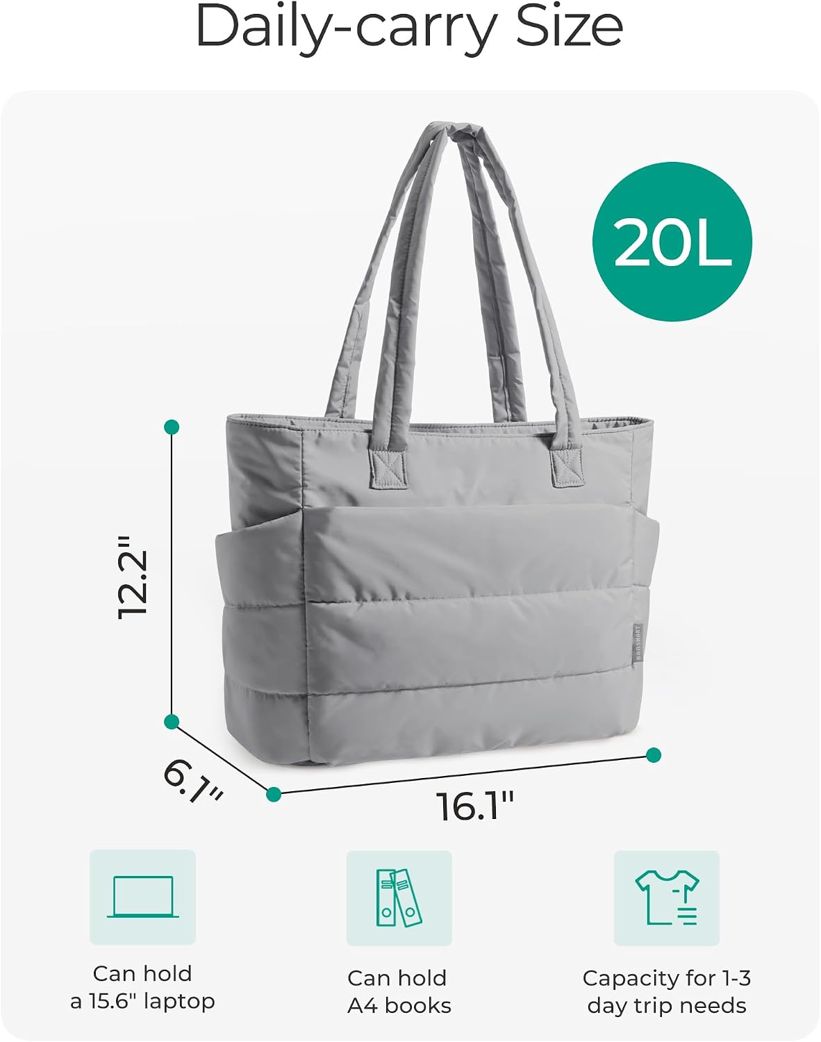 Puffy Tote Bag for Women, Lightweight Work Tote Handbag