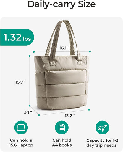 Puffy Tote Bag for Women, Lightweight Work Tote Handbag