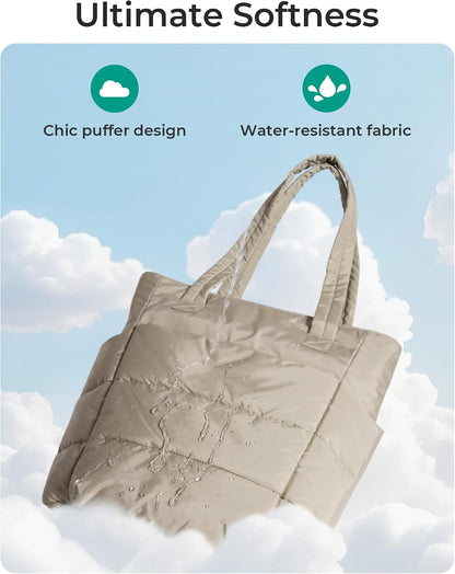 Puffy Tote Bag for Women, Lightweight Work Tote Handbag