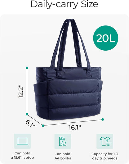 Puffy Tote Bag for Women, Lightweight Work Tote Handbag