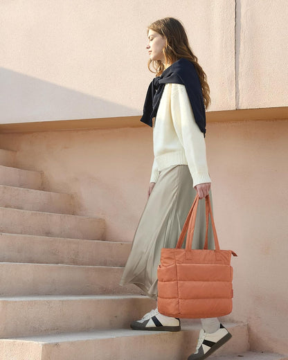 Puffy Tote Bag for Women, Lightweight Work Tote Handbag